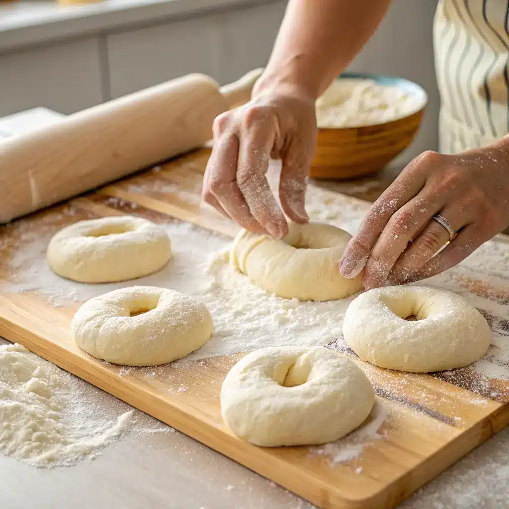 clear realistic photograph showing dough being ge