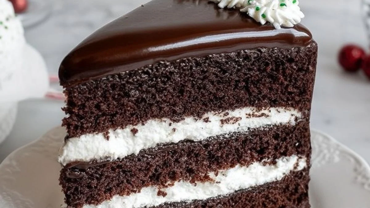 Close-up of a Chocolate Cream Dream dessert with layers of chocolate mousse, whipped cream swirls, and fresh raspberries.