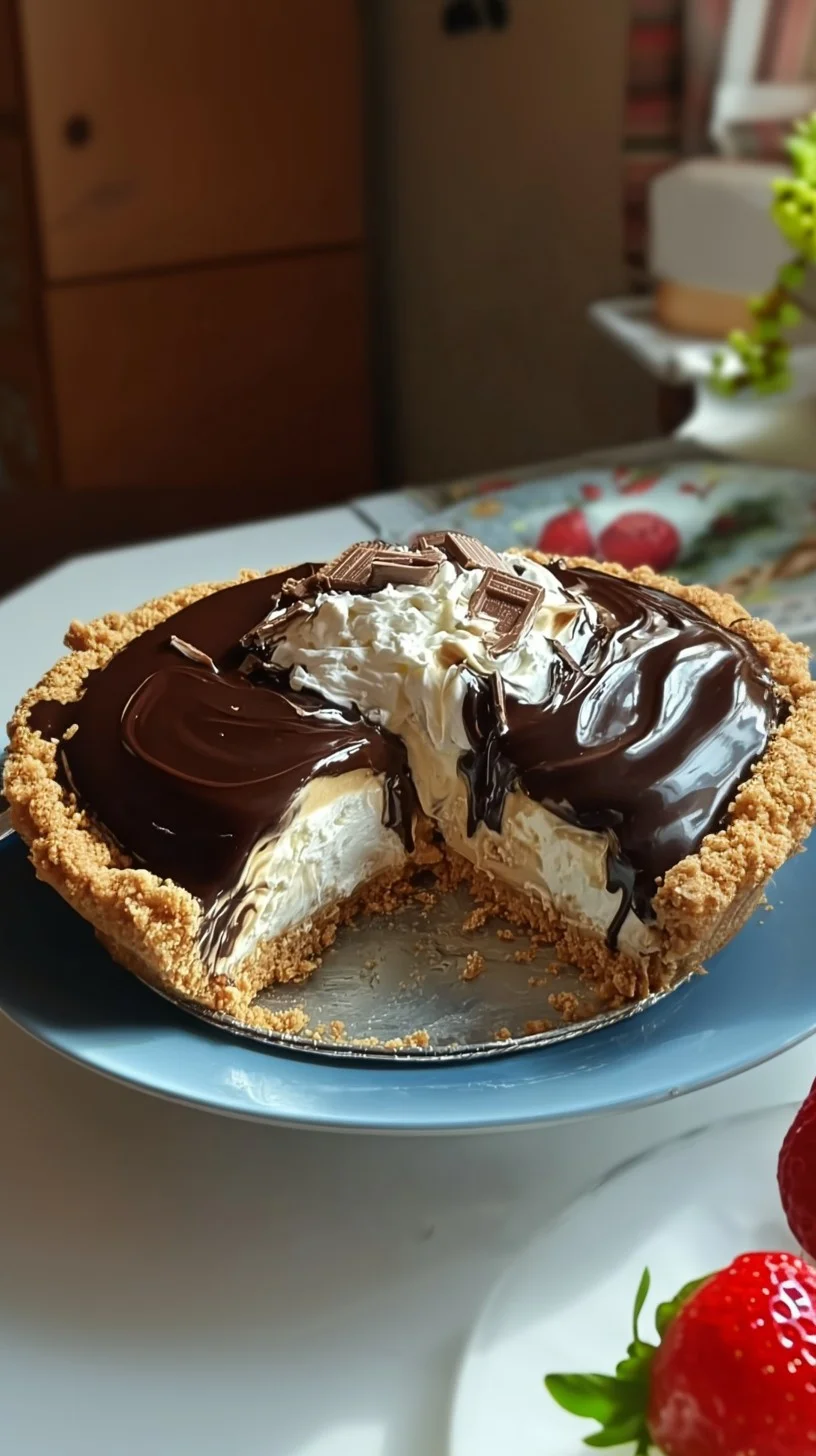 Decadent chocolate cream pie topped with whipped cream. Slice of chocolate cream pie with whipped cream and chocolate shavings on a plate