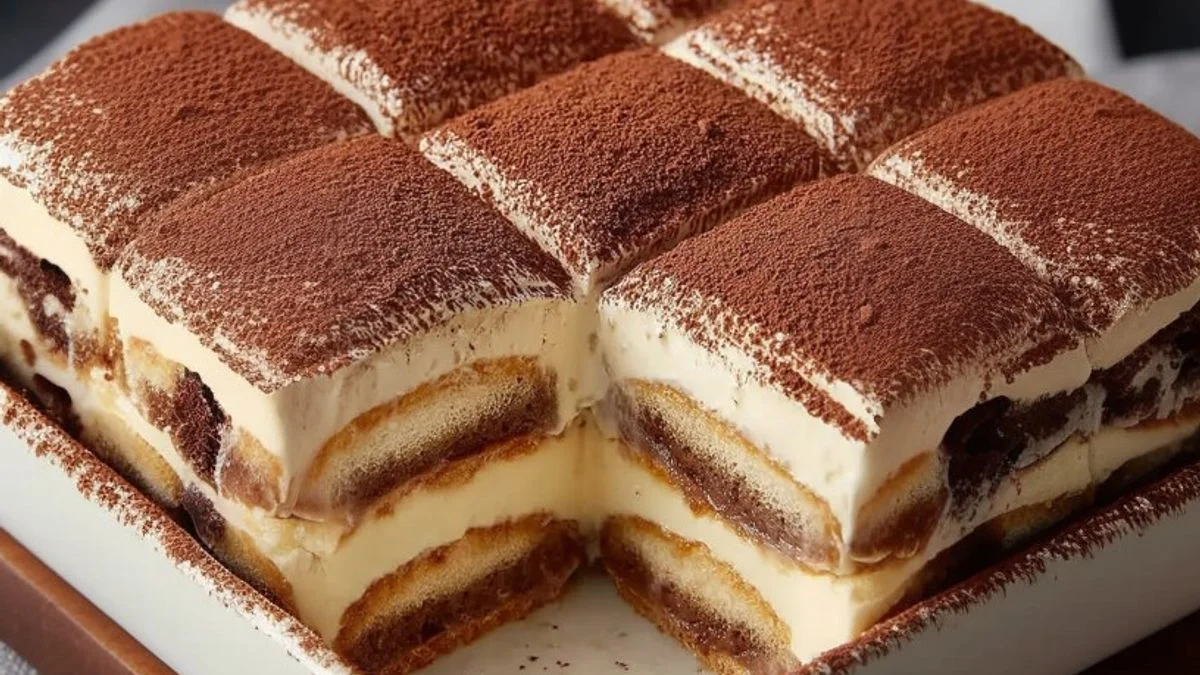 Creamy Cocoa Tiramisu Slice 2 Close-up of a Creamy Cocoa Tiramisu Slice with mascarpone layers and coffee-soaked ladyfingers, dusted with cocoa powder