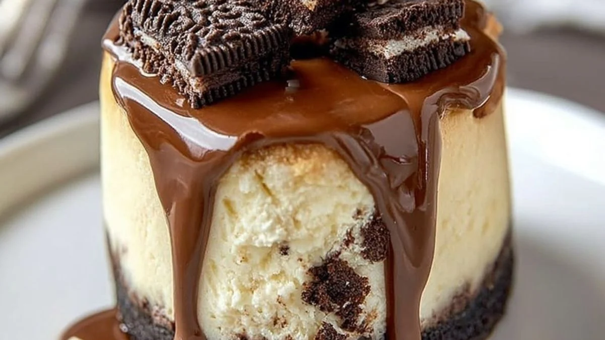 Chocolate Lava Cheesecake 2 A slice of Chocolate Lava Cheesecake oozing molten chocolate center, garnished with raspberries and mint