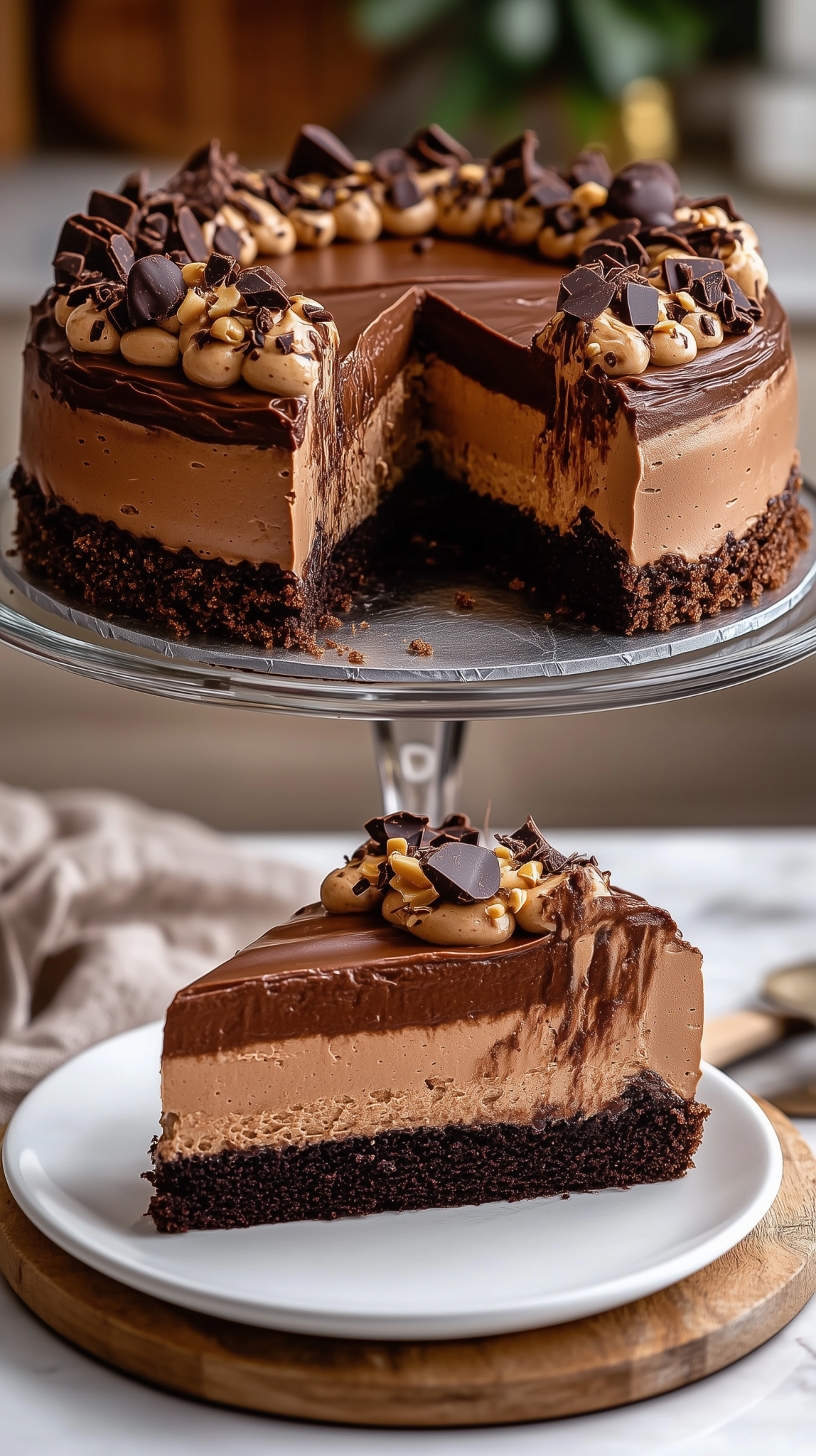oussamajouhri Chocolate Peanut Butter Mousse Cake A split ima 3985caa4 8269 41f8 99a8 ea718134b5e6
