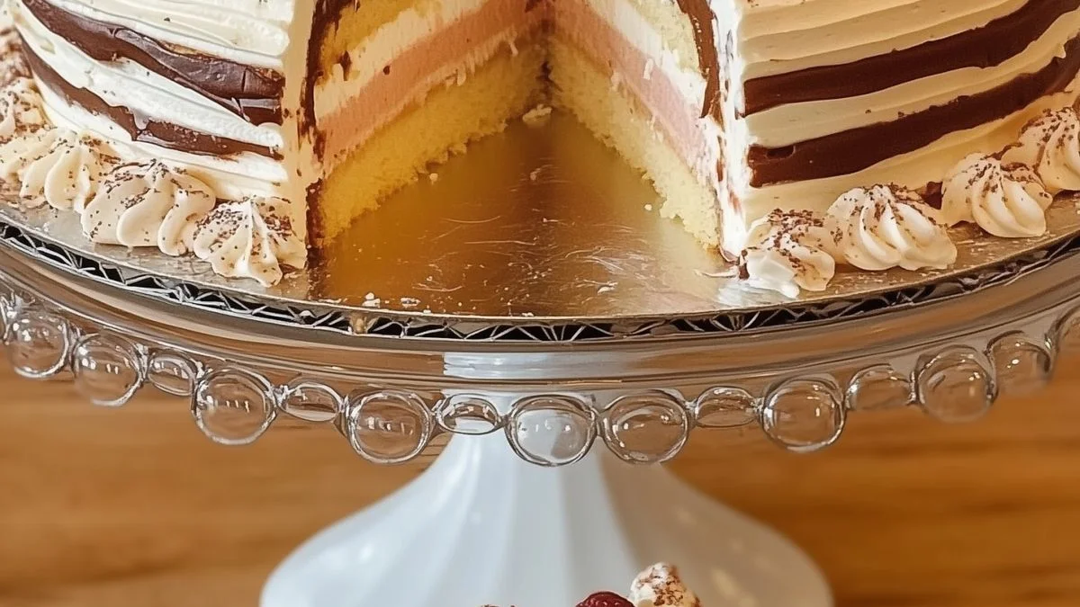 Close-up of a Raspberry Chocolate Dream dessert with layers of dark chocolate mousse, raspberry coulis, and fresh raspberries