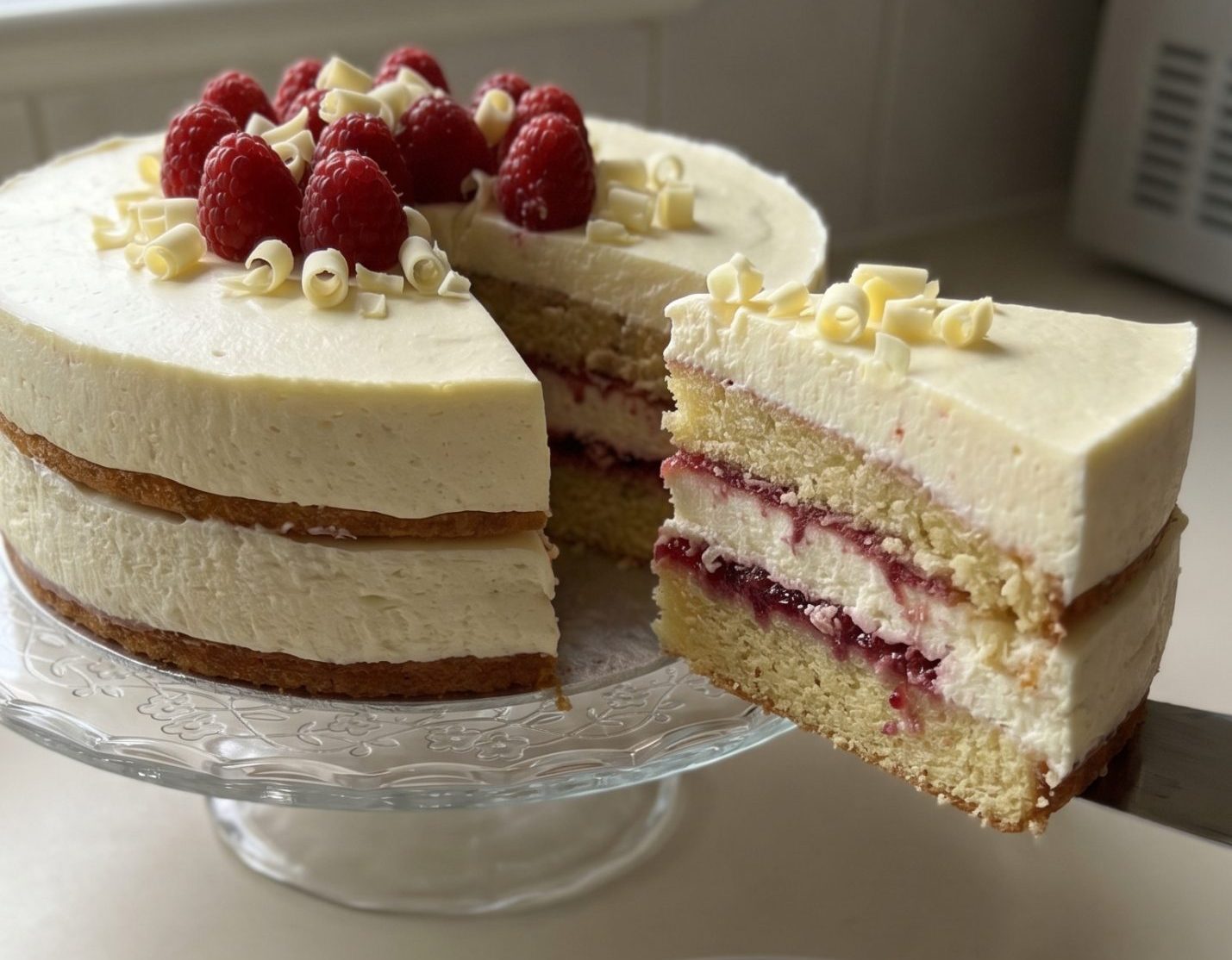 Raspberry White Chocolate Mousse Cake