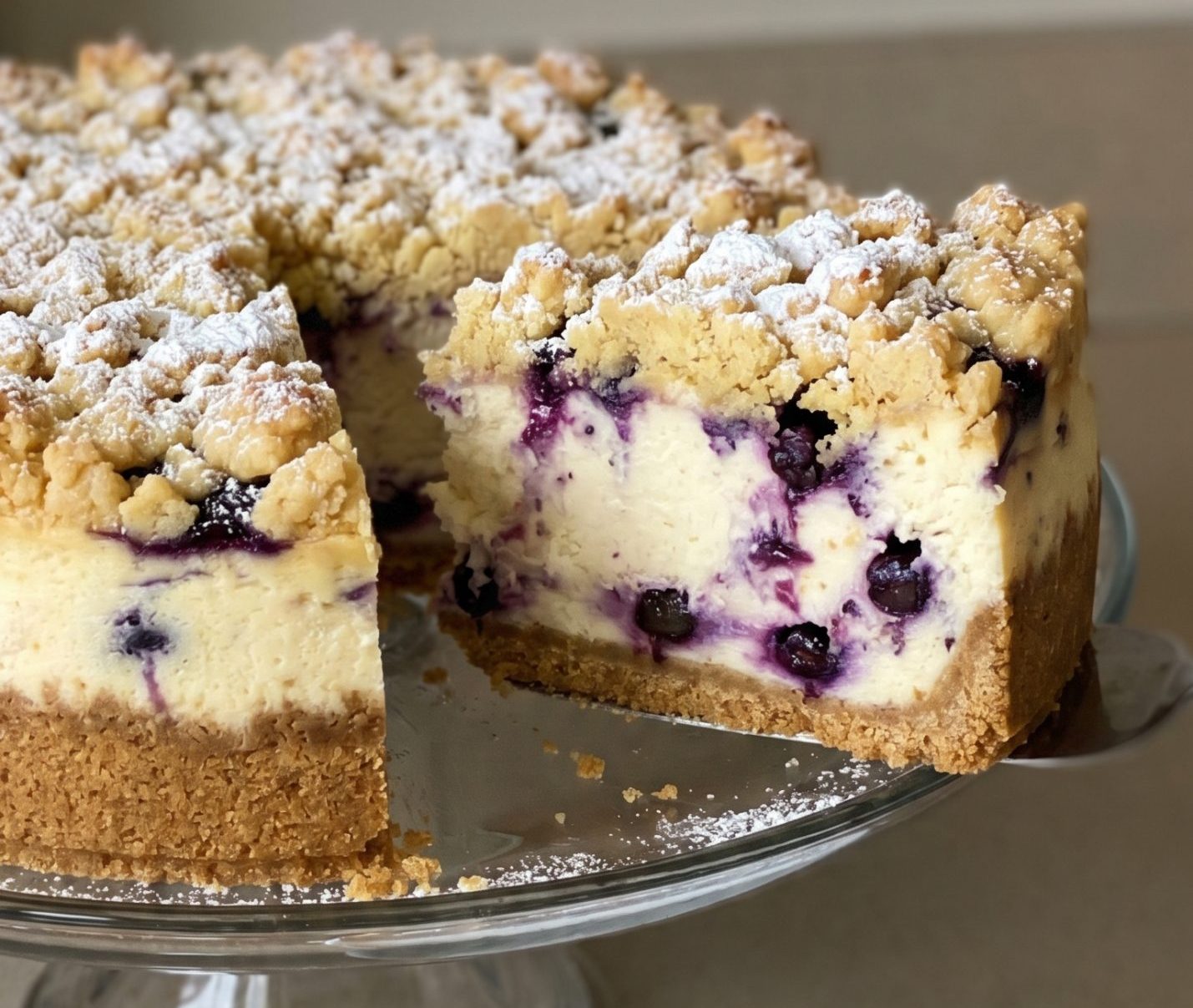 Ultra Creamy Blueberry Crumble Cheesecake