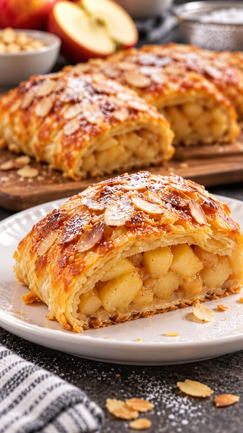 Apple Pastry Roll with Almonds & Powdered Sugar 3 unnamed file 33