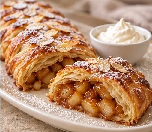 1 Baked Apple Puff Pastry Braid with Almonds