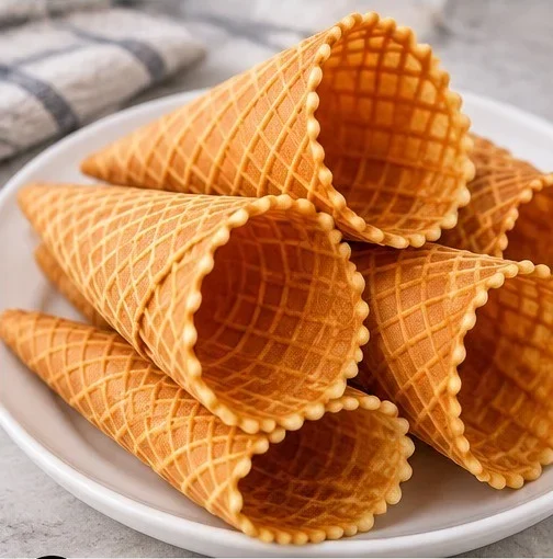 3 Homemade Crispy Vanilla Waffle Cones